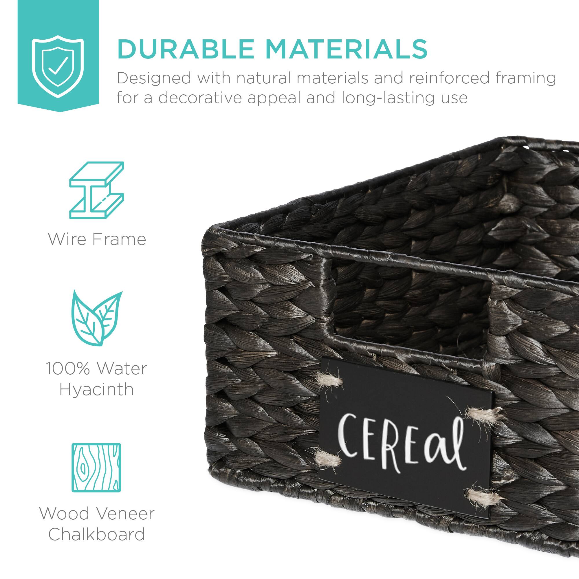 DURABLE MATERIALS  
Designed with natural materials and reinforced framing for a decorative appeal and long-lasting use  

- Wire Frame  
- 100% Water Hyacinth  
- Wood Veneer Chalkboard  

CEREAL