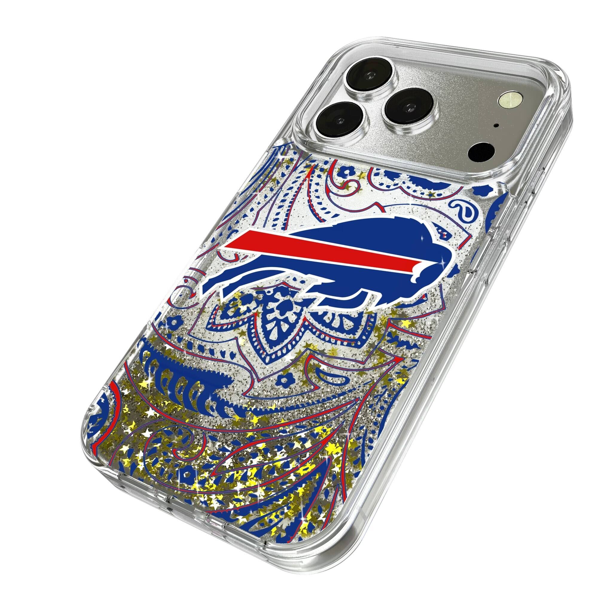 Alt View 1. Keyscaper - Buffalo Bills iPhone Paisley Design Glitter Case - 16 Pro Max - Multicolor.