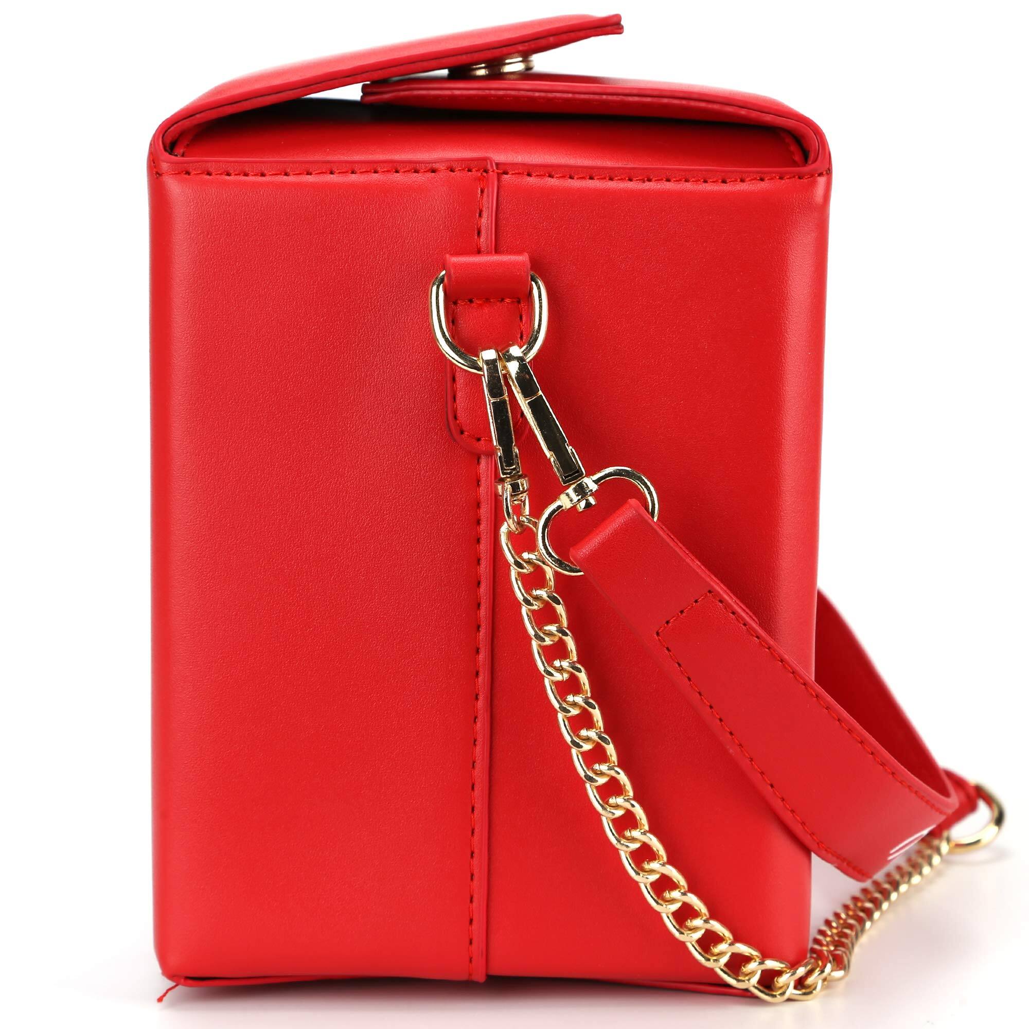 Back. Fabibe - Tower Print Crossbody Shoulder Bag Pu Takeout Box Totes Purse For Women(red). Unique design: made of polyurethane, it. - Default.