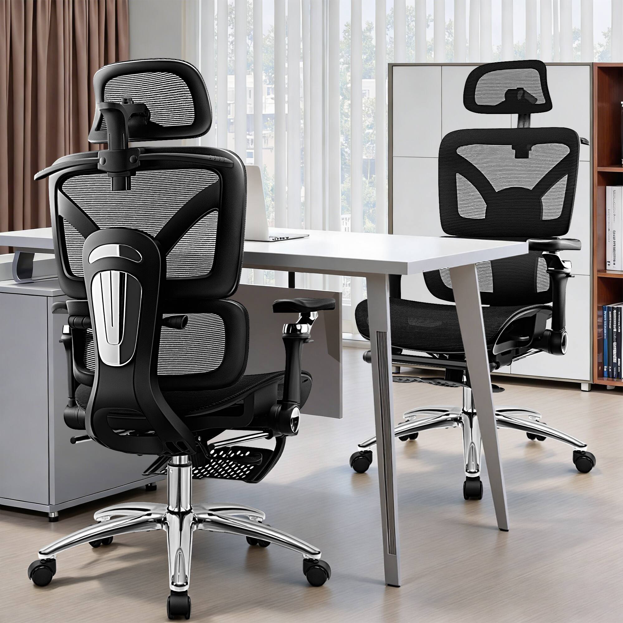 Alt View 7. KERDOM - All in one High-End Ergonomic Office Chair with Footrest Advanced Mesh Cushion, Adjustable Seat Depth Lumbar & Armrest - Black.