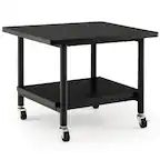 Front. Gymax - Gymax Printer Stand w/ Storage Under Desk Printer Table w/ 4 Wheels Black - Black.