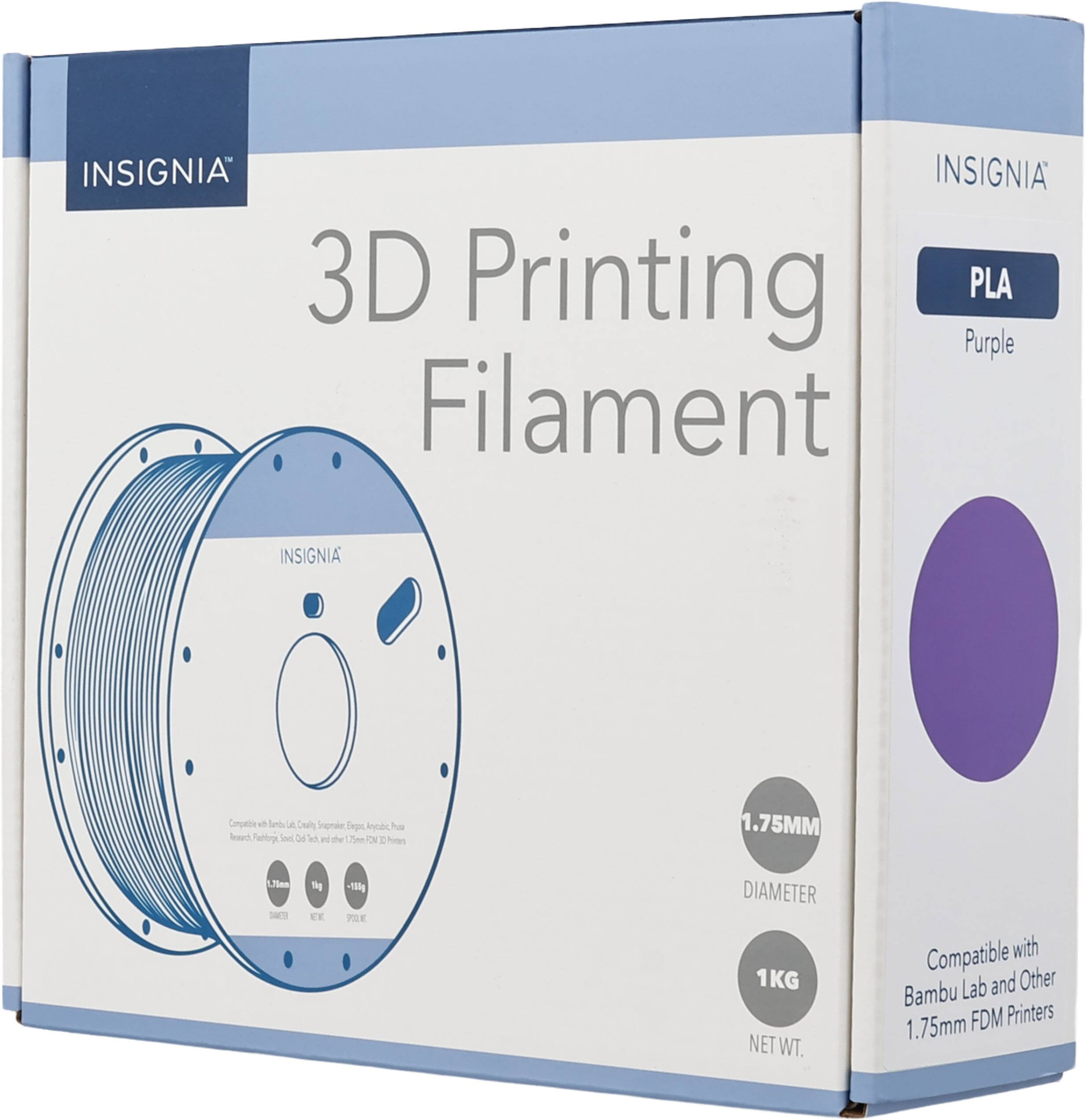 INSIGNIA 3D Printing PLA Purple Filament  
INSIGNIA Corpaine  
Sebs A Caly rpman Deps Anycubc -u -trd Tabloys oel D Jel n the Se  
E Todes 1.75MM 7ma - 1g TE -1lkg FEE E DIAMETER 1KG NET WT.  
Compatible with Lab and Other Bambu FDM Printers 1.75mm