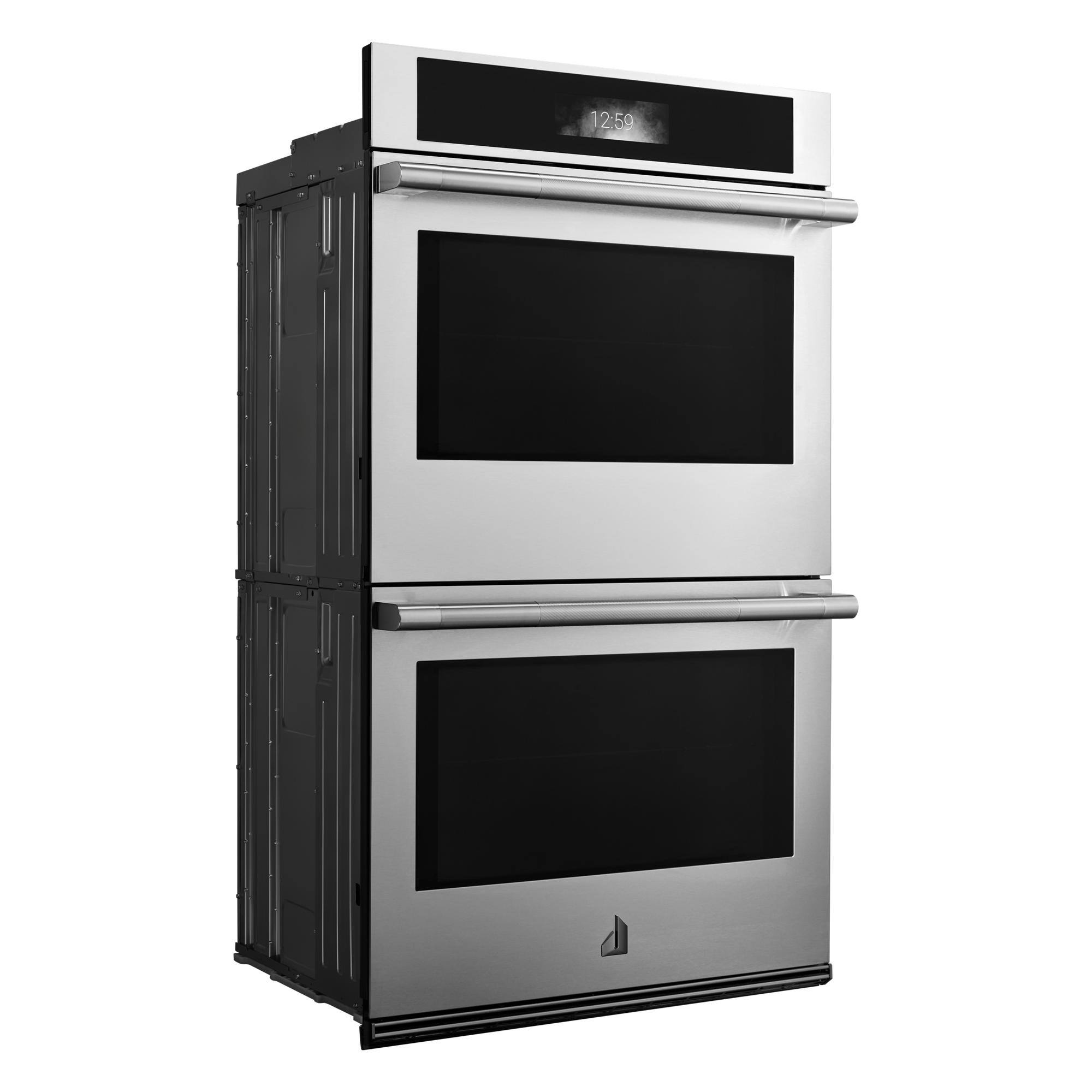 Angle. JennAir - RISE 30" Built-In Double Electric Convection Wall Oven with with Smooth Glide Flat-Tine Racks - Stainless Steel.