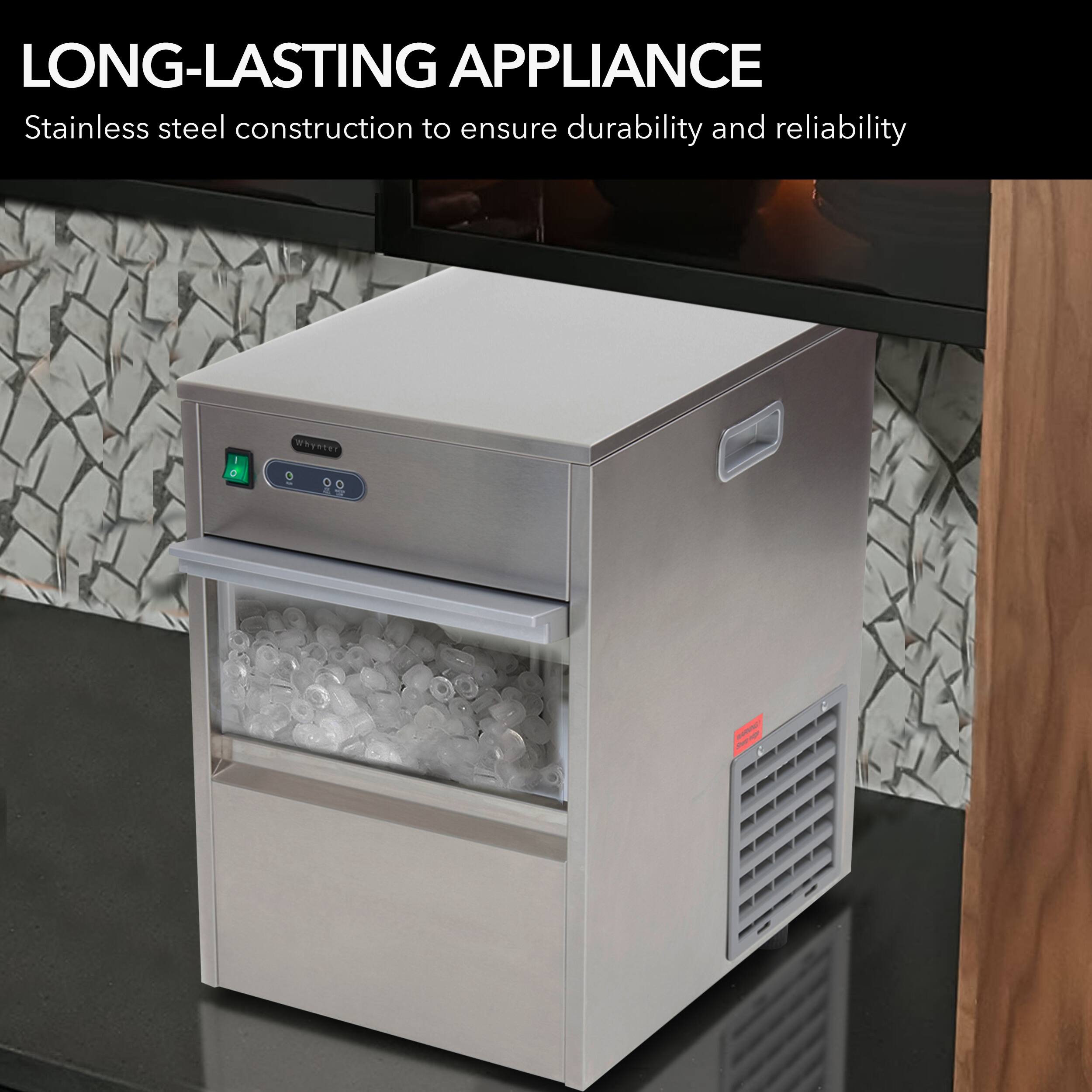 Angle. Whynter - 15" 44-Lb. Freestanding Icemaker - Stainless steel.