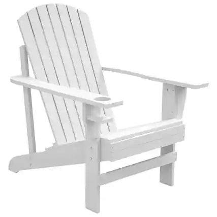 Front. Outsunny - Wooden Adirondack Chair, Outdoor Patio Lawn Chair with Cup Holder, Weather Resistant Lawn Furniture - White.