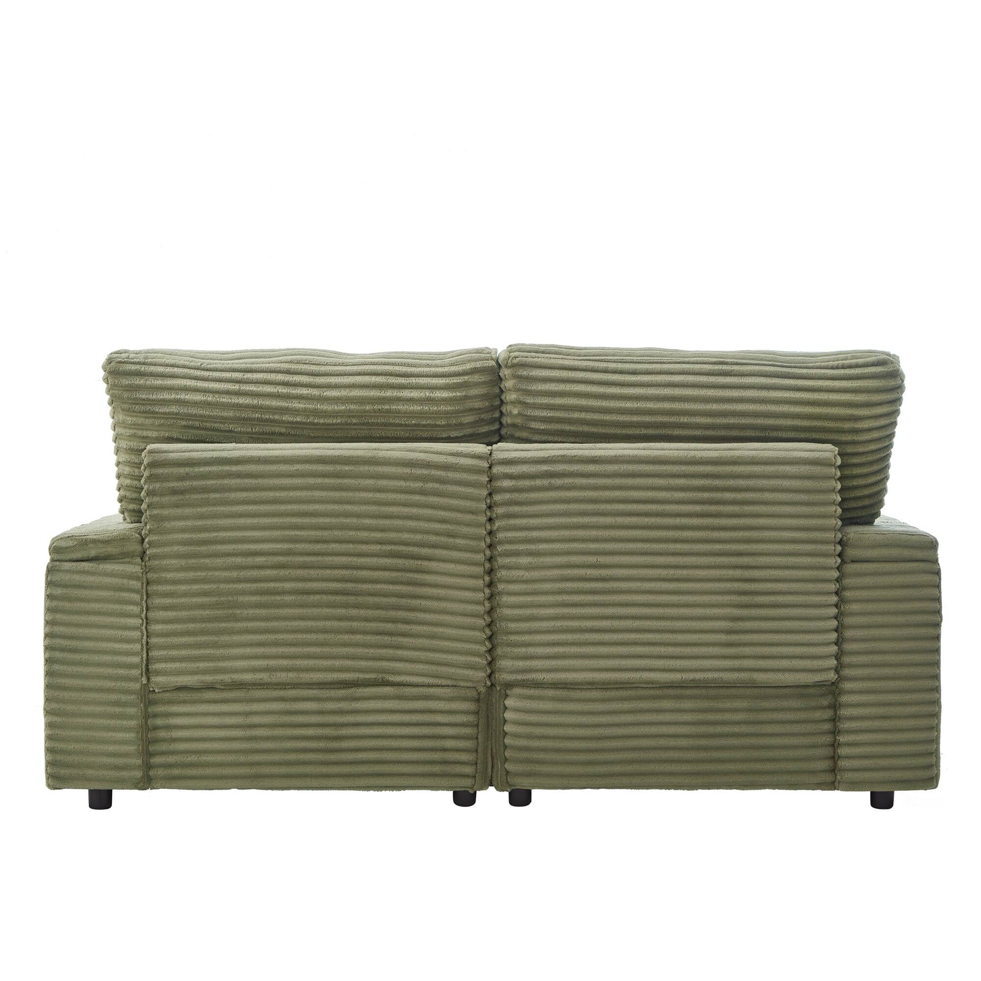 Alt View 1. Boyel Living - 70.9 inch Free-combined Sectional Sofa with Storage Space Two Movable Ottomans Four USB Ports and Cup Holders in Green - Green.