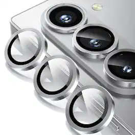 Dteck - For Samsung Galaxy S25+ Camera Lens Protectors Cover, Individual Lens Protectors,9H+ Anti-Scratch Tempered Glass Cover - Silver