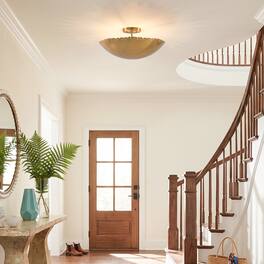 Parrot Uncle - Antique Gold 3-Light Semi Flush Mount Ceiling Light - Brass