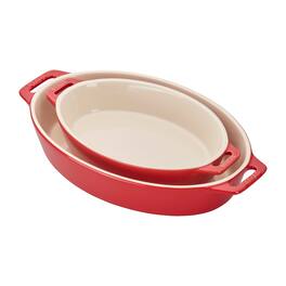 Staub - Ceramic 2-pc Oval Baking Dish Set - Cherry