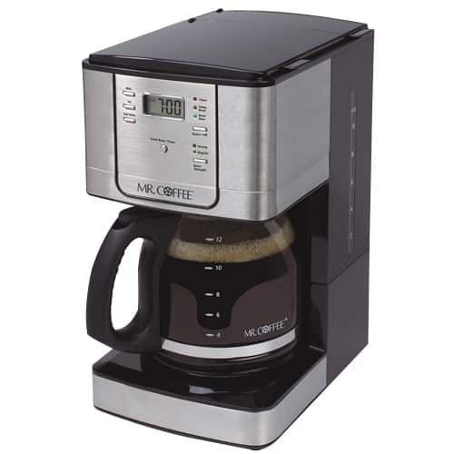 Mr. Coffee® - Coffee Maker - Black, Stainless Steel - Larger Front