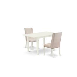 East West Furniture - Dining Table- Parson Chairs - Brown