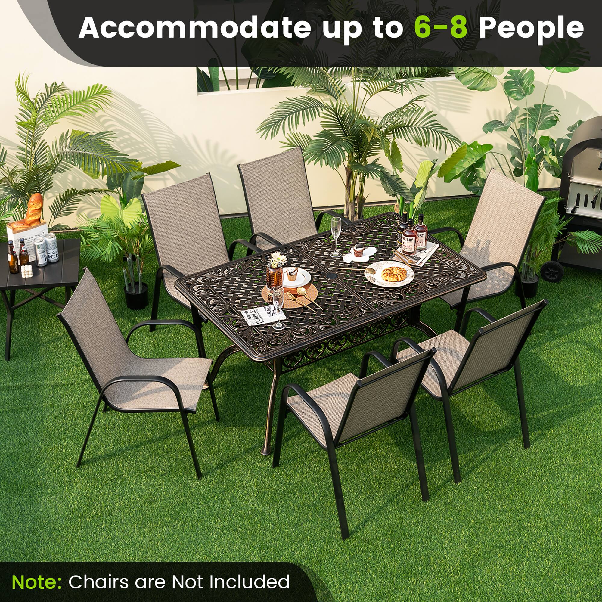 Accommodate up to 6-8 People

Note: Chairs are Not Included