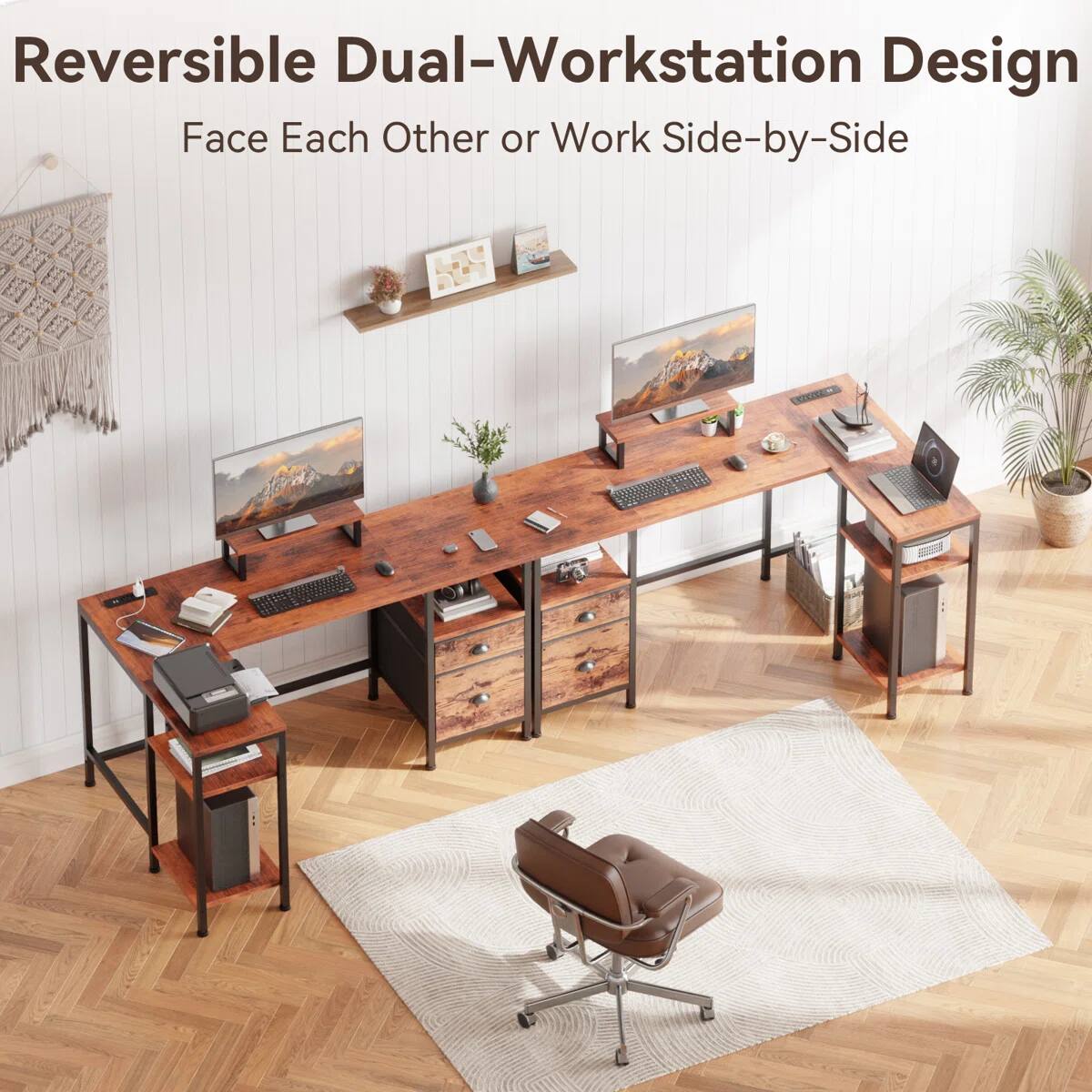 Reversible Dual-Workstation Design  
Face Each Other or Work Side-by-Side