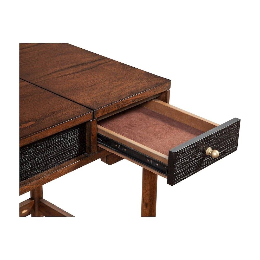 Angle. Alpine Furniture - Belham Bedroom Vanity - Two Tone - Dark Walnut & Black.