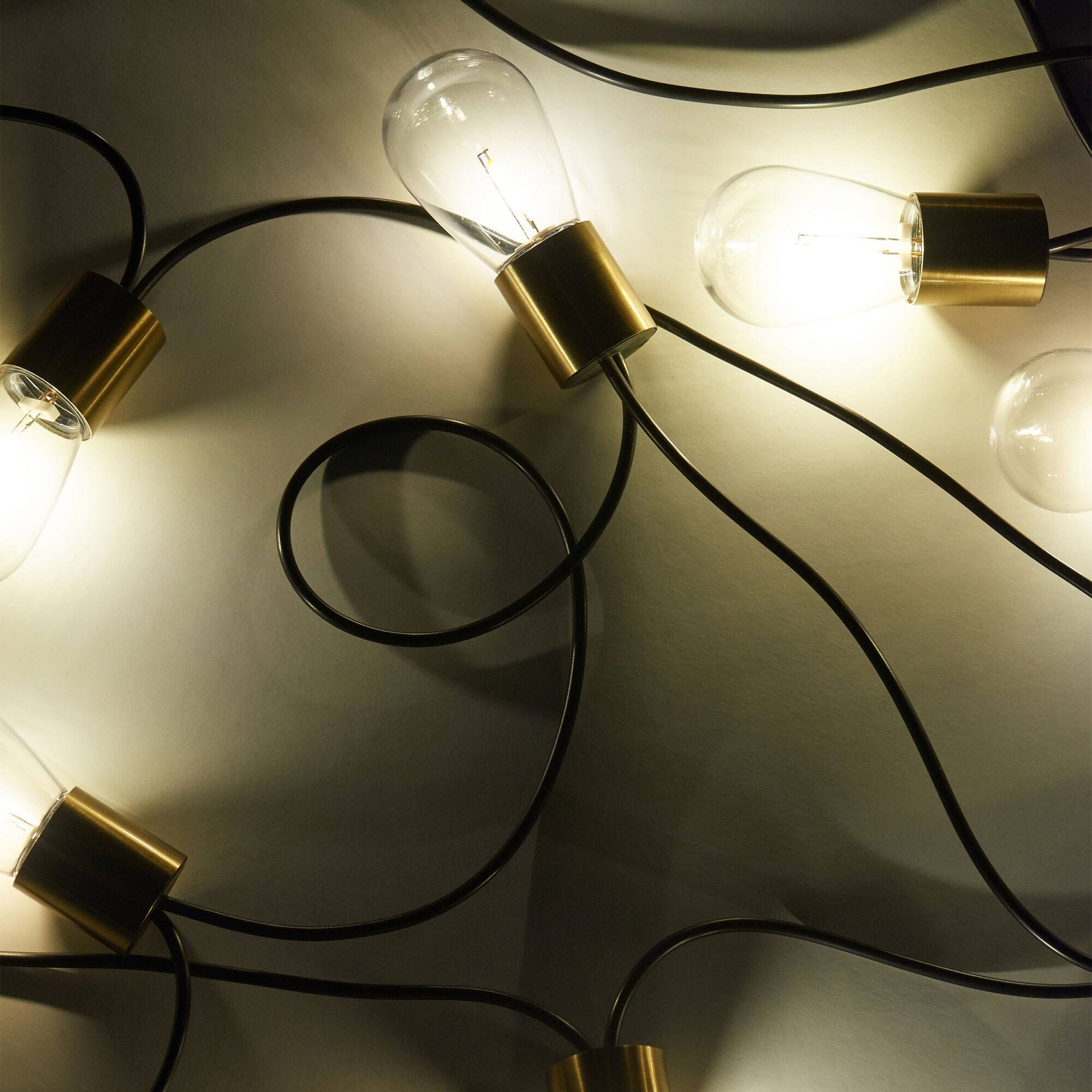 Alt View 1. Brightech - Ambience Glow 28 Ft 1W 2700K Weatherproof LED Outdoor Solar Powered Heavy Duty Shatterproof Edison Bulb String Lights - Antiqued Brass.