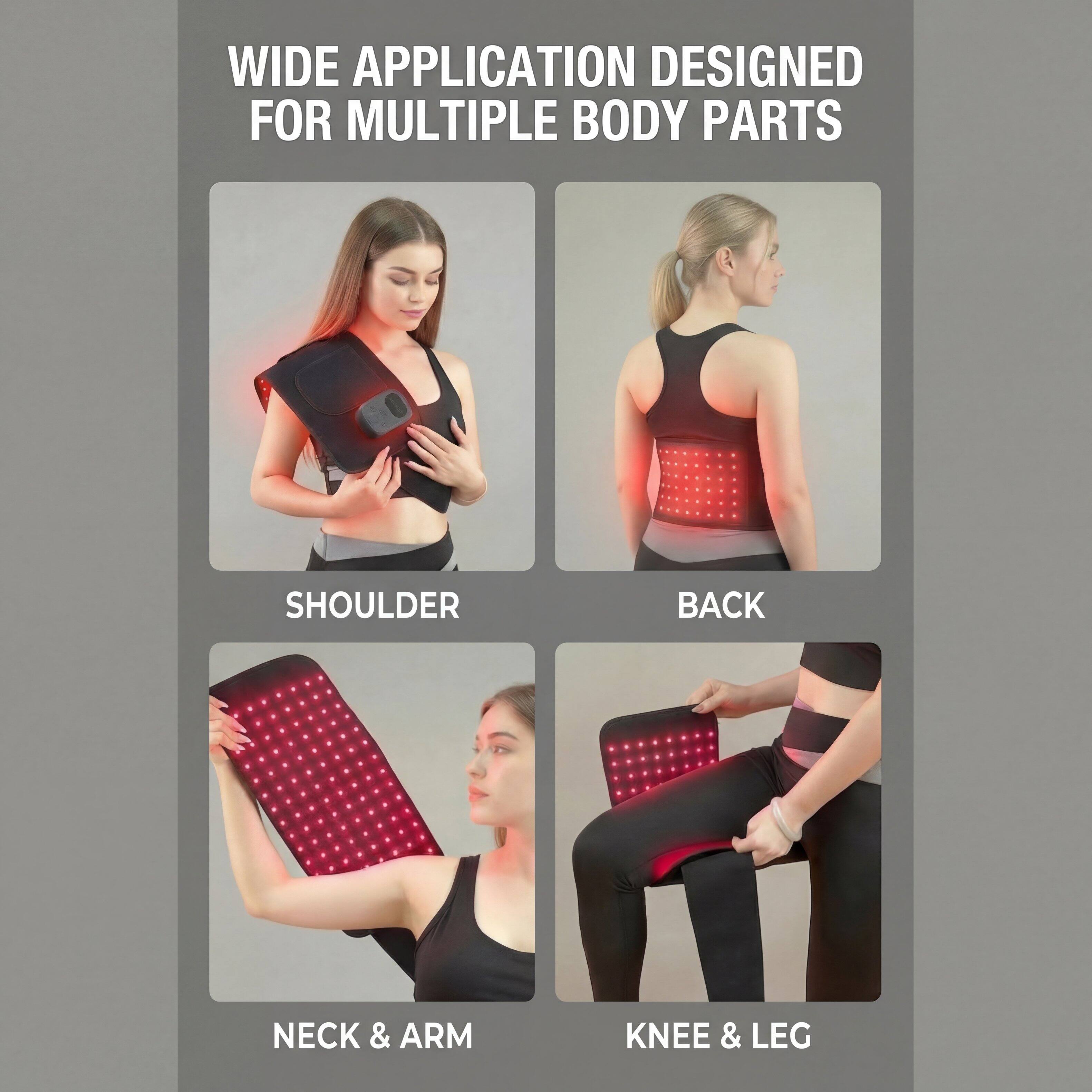 WIDE APPLICATION DESIGNED FOR MULTIPLE BODY PARTS

SHOULDER  
BACK  
NECK & ARM  
KNEE & LEG