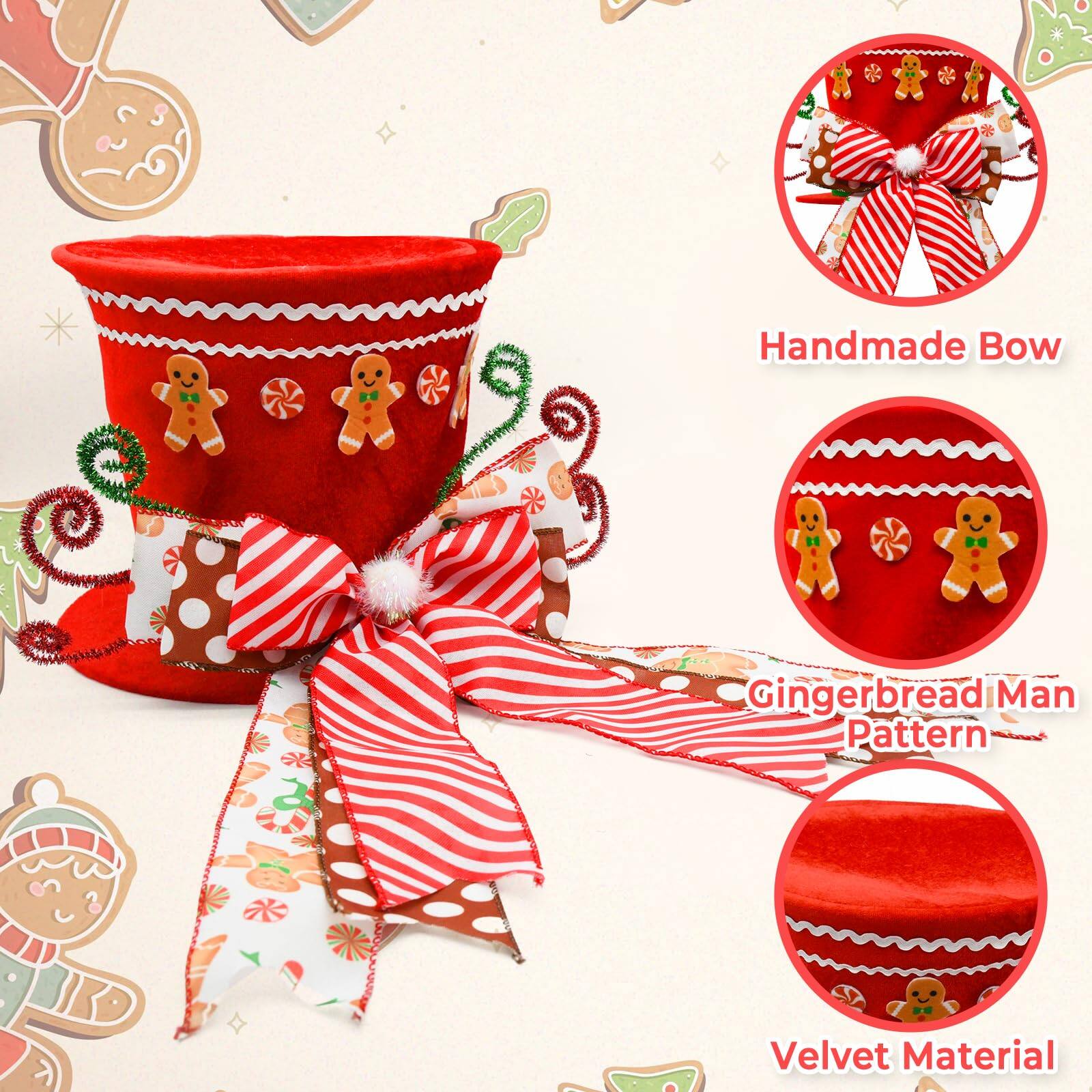 Handmade Bow  
Gingerbread Man Pattern  
Velvet Material