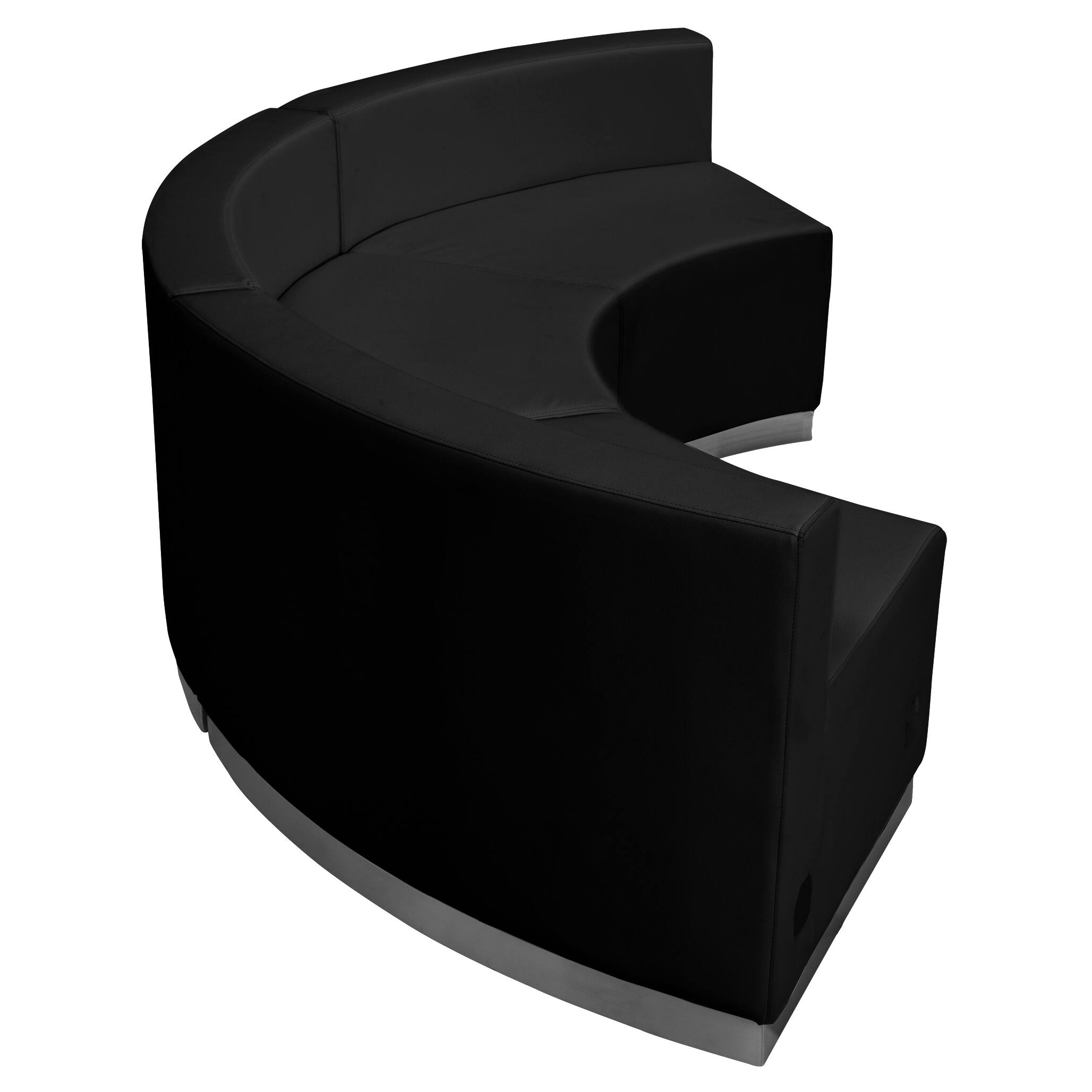 Alt View 4. Emma + Oliver - Faux Leather Modular Reception Seating Configuration, 3 Pieces - Black.