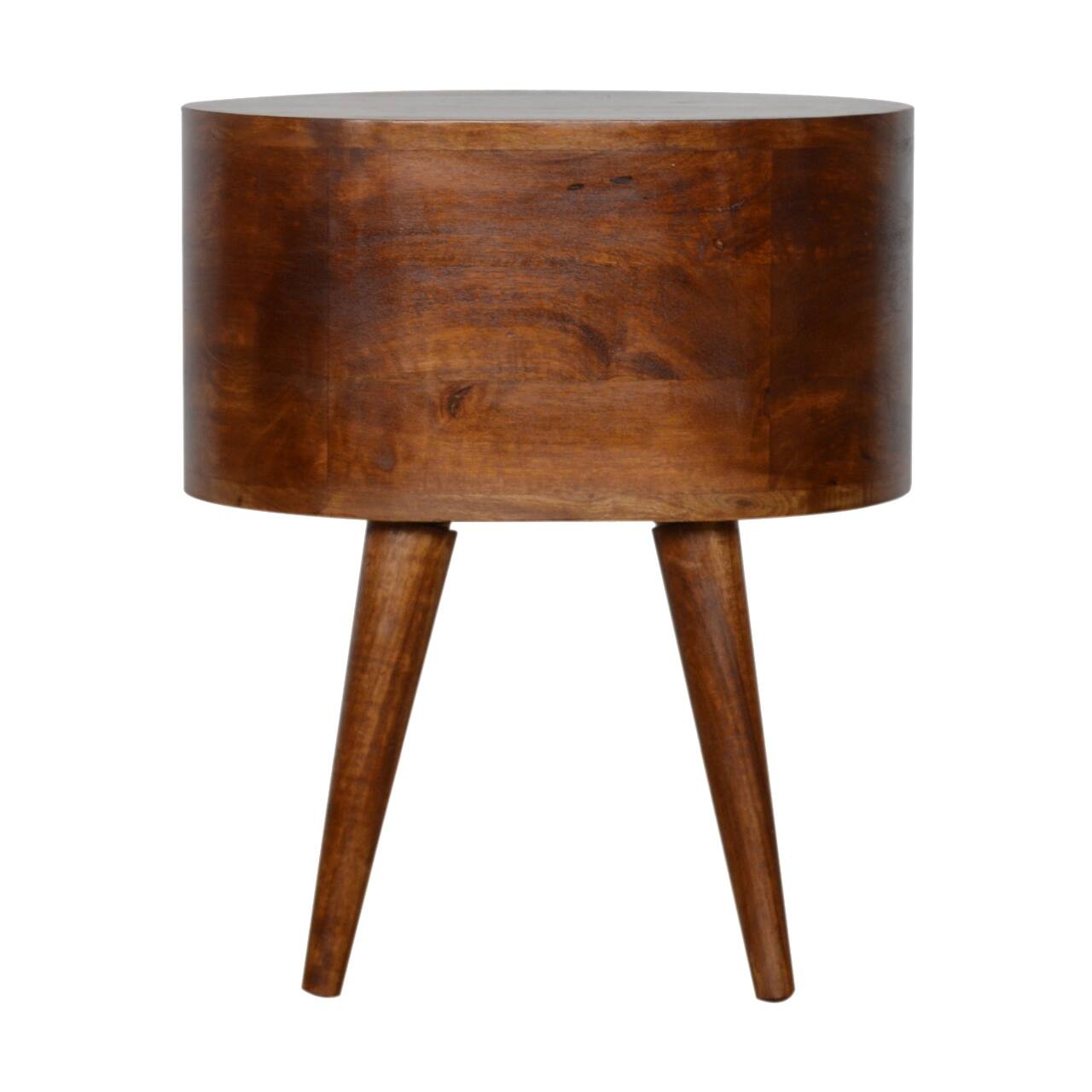 Alt View 5. Artisan Furniture - Artisan Furniture Solid Wood Chestnut Rounded Nightstand Table, 2 Drawers, Nordic Legs, Dark Brown - Chestnut.