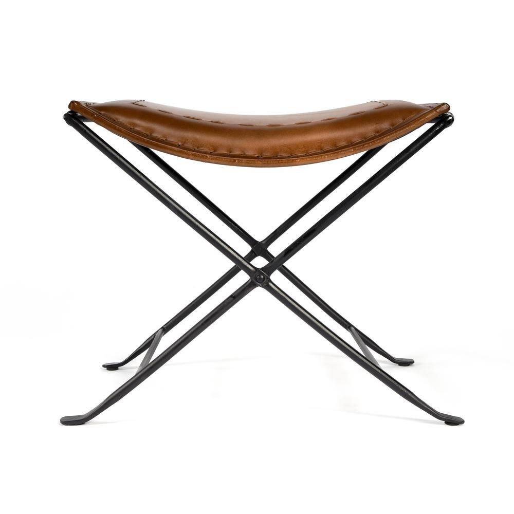 Back. Butler Specialty - Melton Leather 21.5"W Stool - Medium Brown.