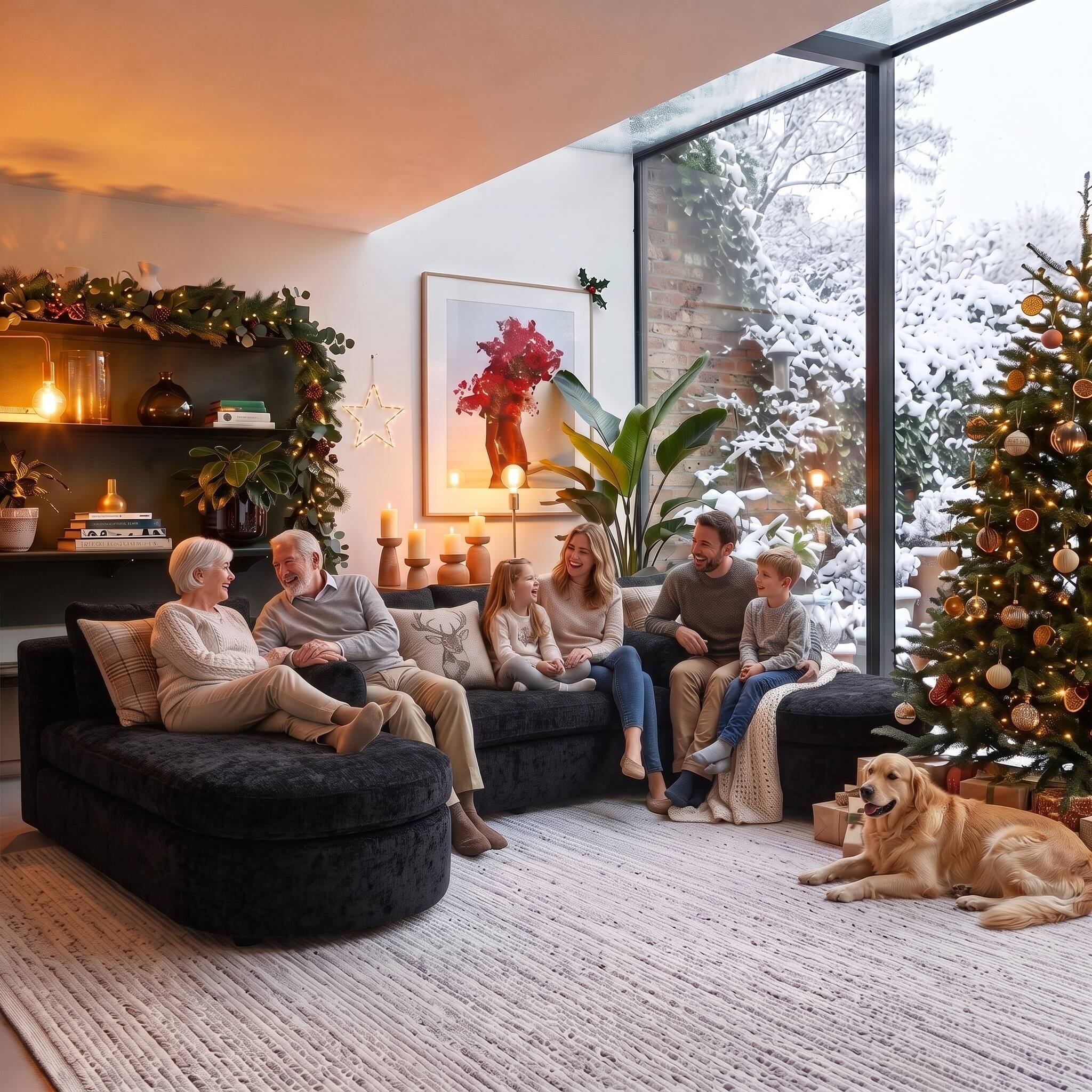 Alt View 1. Famapy - Oversized Modular Sectional Sofa with Double Chaise, 6-Seater Compressed U-Shaped Couch - Black.