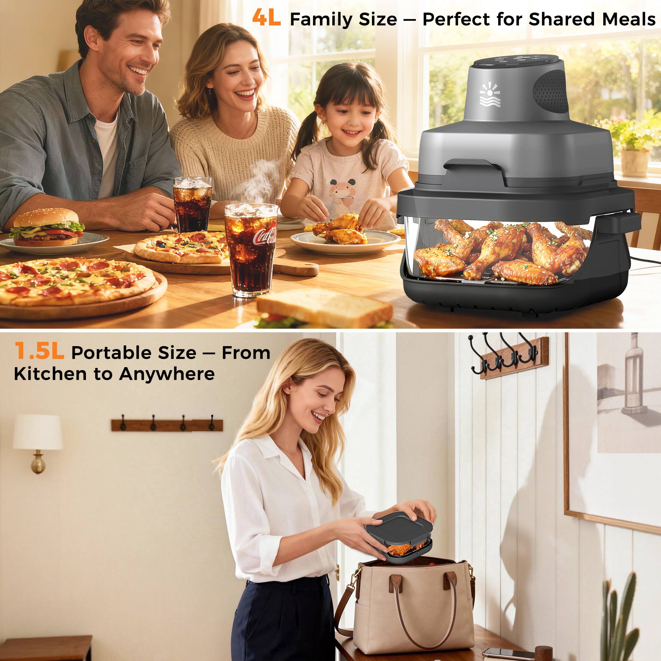 4L Family Size – Perfect for Shared Meals

1.5L Portable Size – From Kitchen to Anywhere