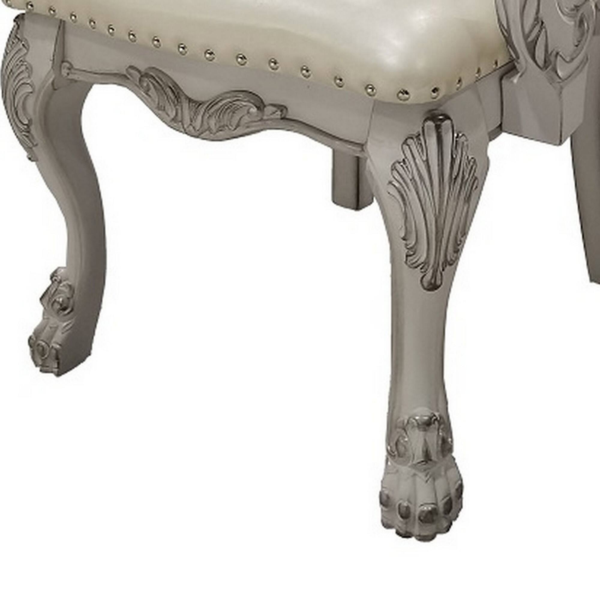 Alt View 3. Manhattan Lane - Aurora 26 Inch Tufted Dining Armchair, Set of 2, Faux Leather - White.