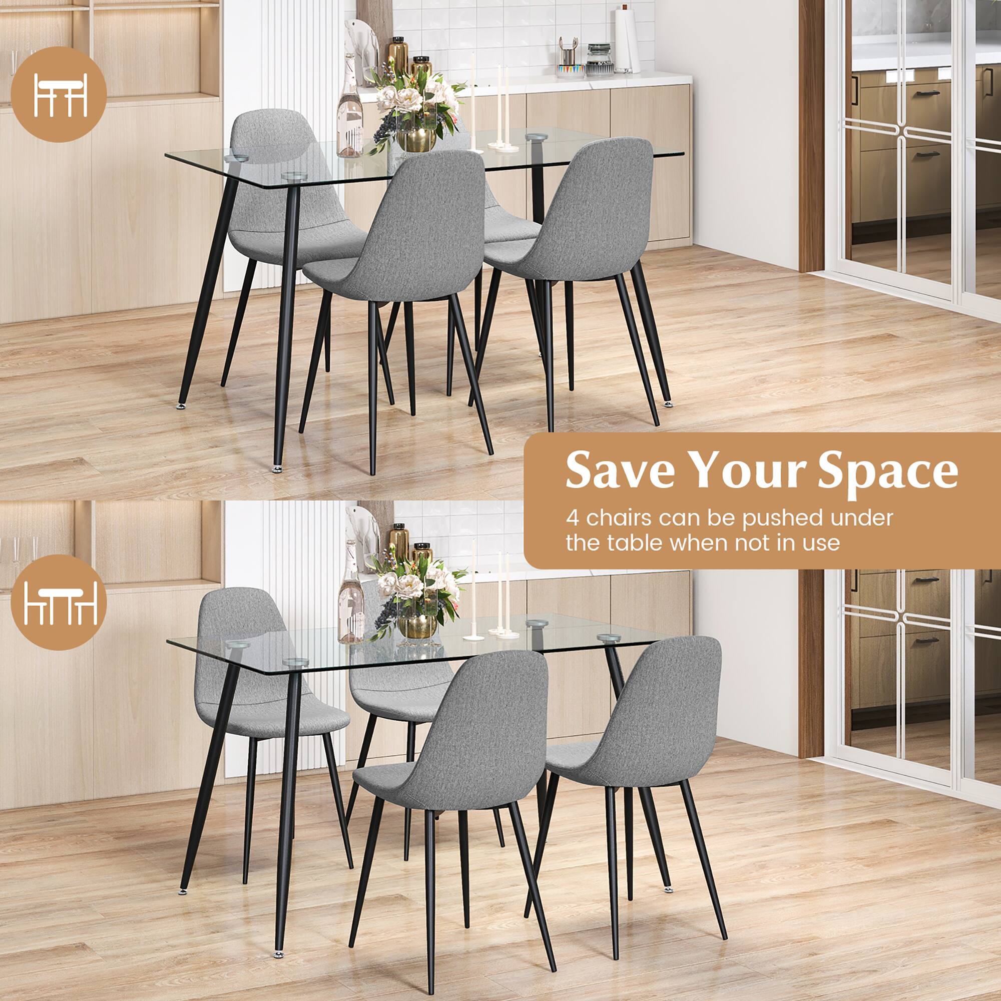 Save Your Space

4 chairs can be pushed under the table when not in use