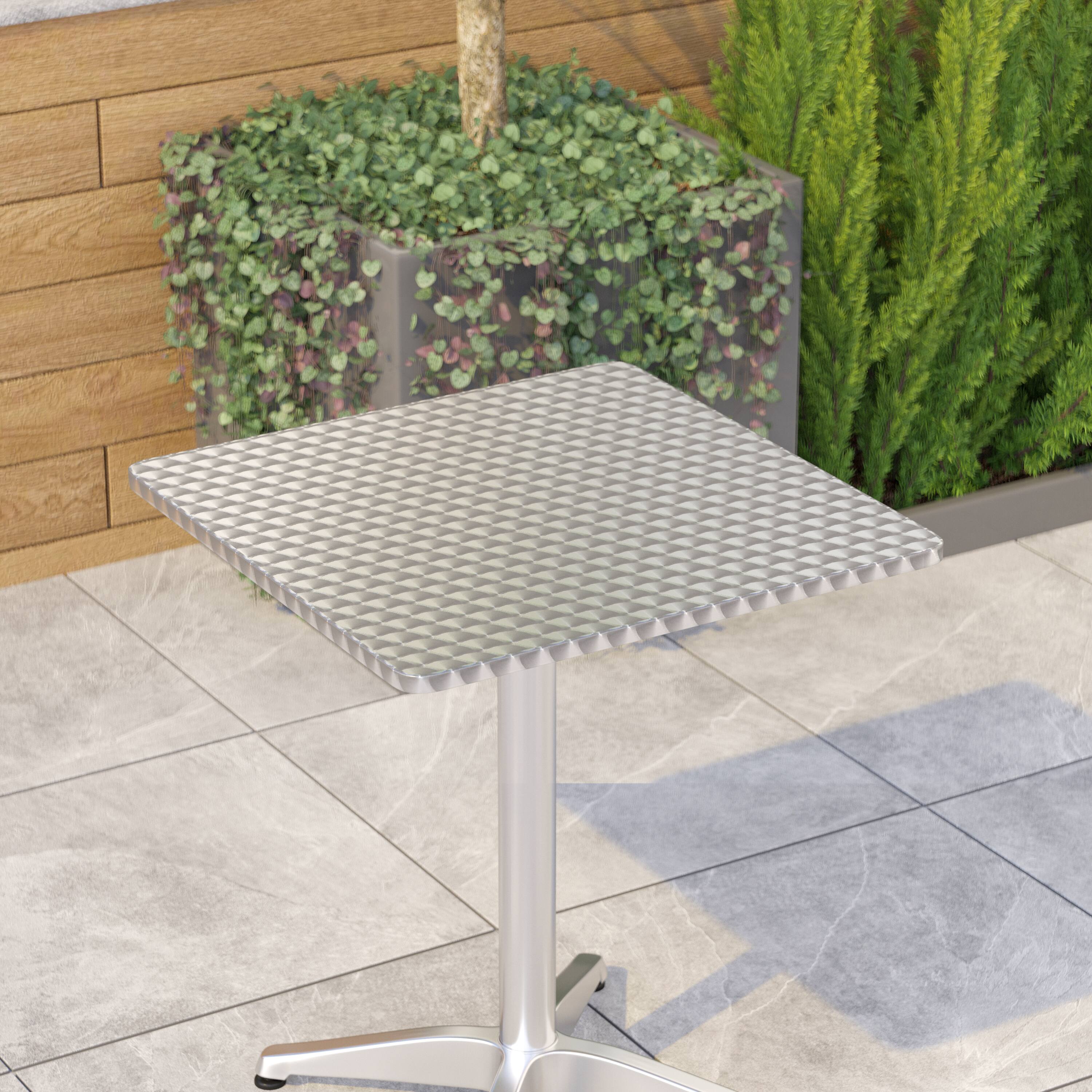 Alt View 3. Emma + Oliver - 23.5'' Square Aluminum Indoor-Outdoor Table with Base - Aluminum.