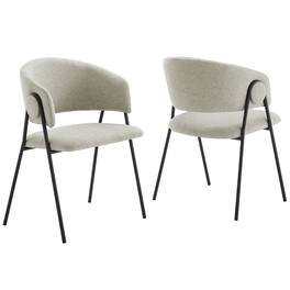Nella Upholstered Heathered Chenille Dining Chairs Set of 2 by Modway - Black