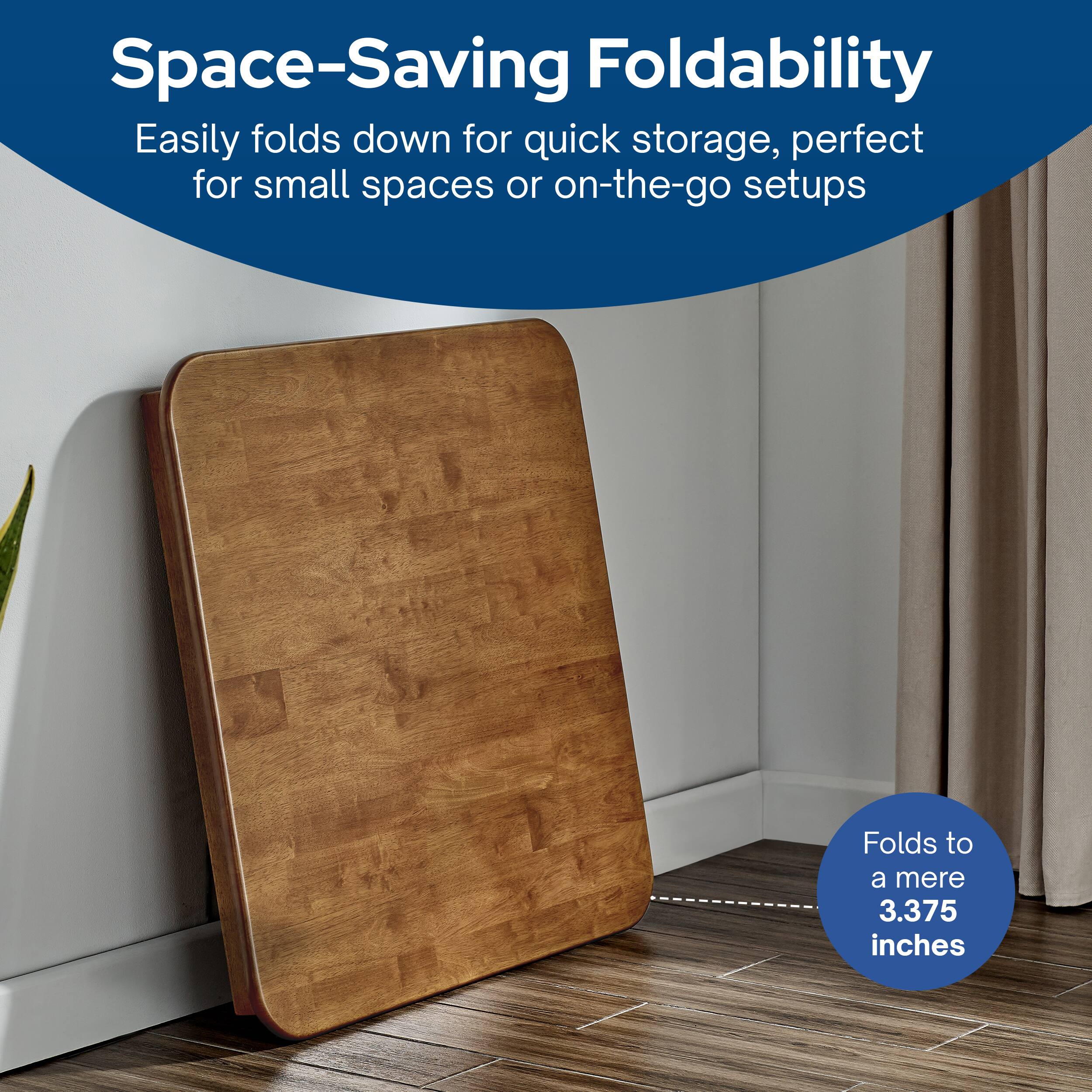 Space-Saving Foldability  
Easily folds down for quick storage, perfect for small spaces or on-the-go setups  
Folds to a mere 3.375 inches