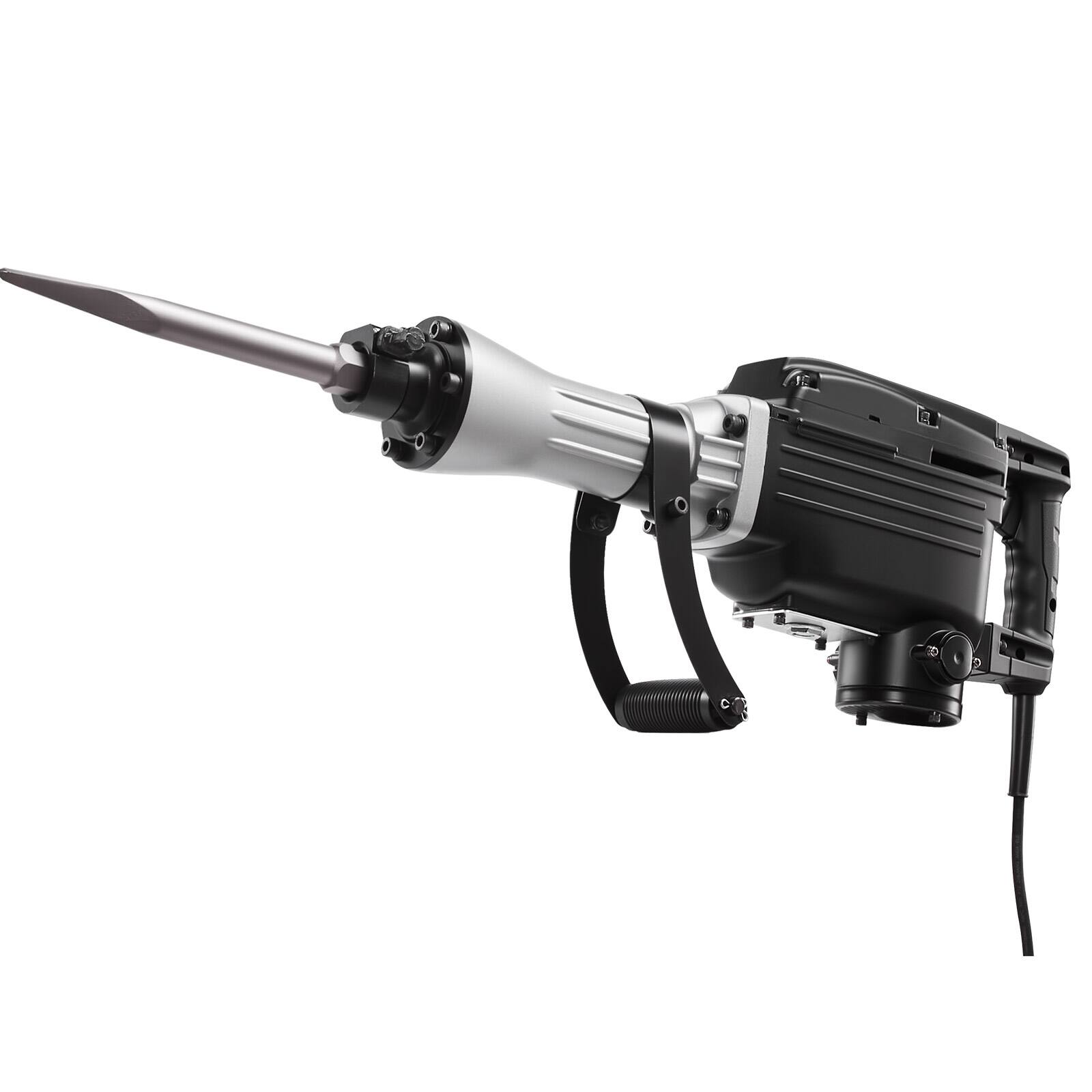 Alt View 5. VEVOR - Demolition Jack Hammer, 2800 W Powerful Electric Jackhammer, 1200 BPM Concrete Breaker with 3 Chisels, a Clay Spade - Orange;Silver;Black.