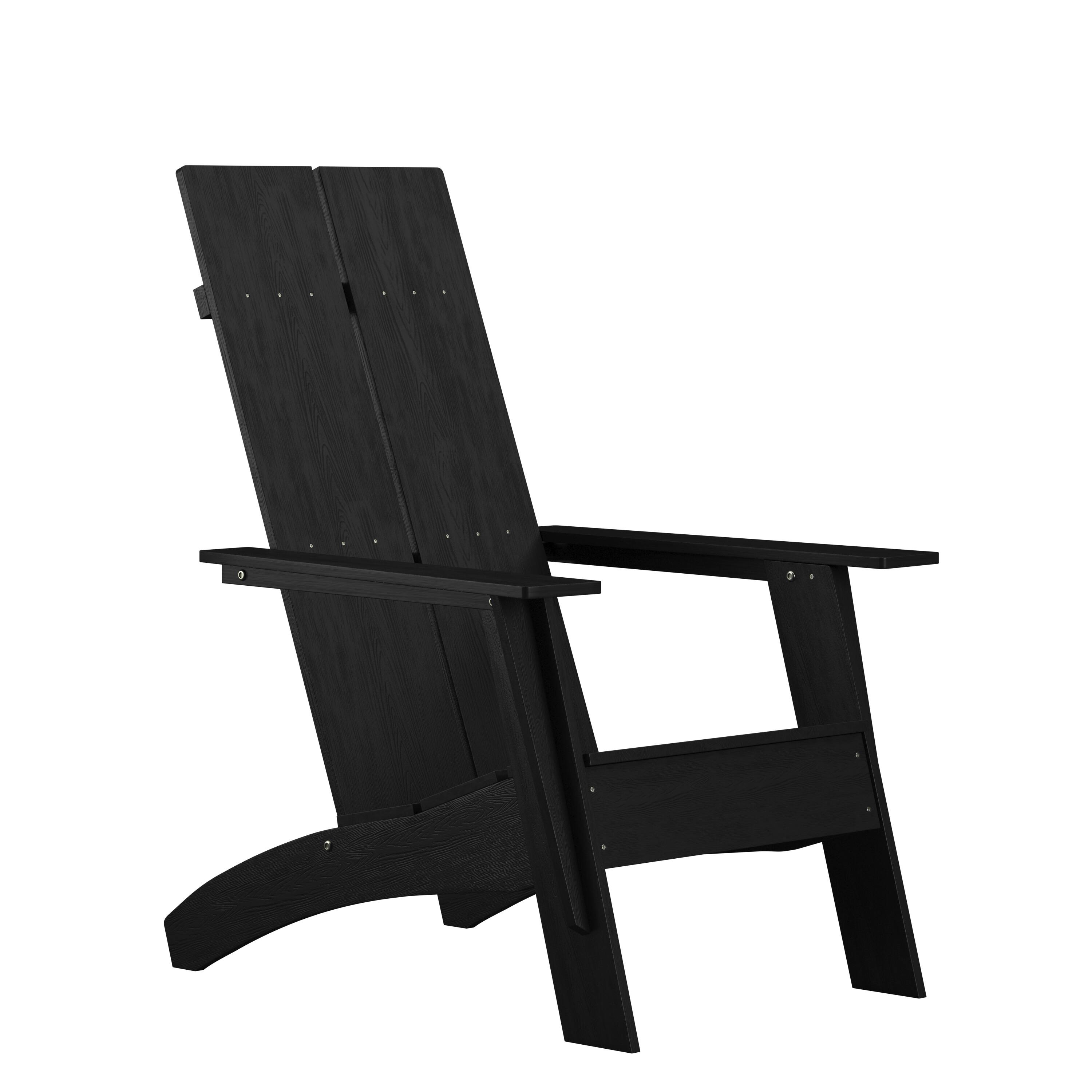 Emma + Oliver - Modern Dual Slat Back Indoor/Outdoor Adirondack Style Patio Chair - Black price history on PriceWatchPro