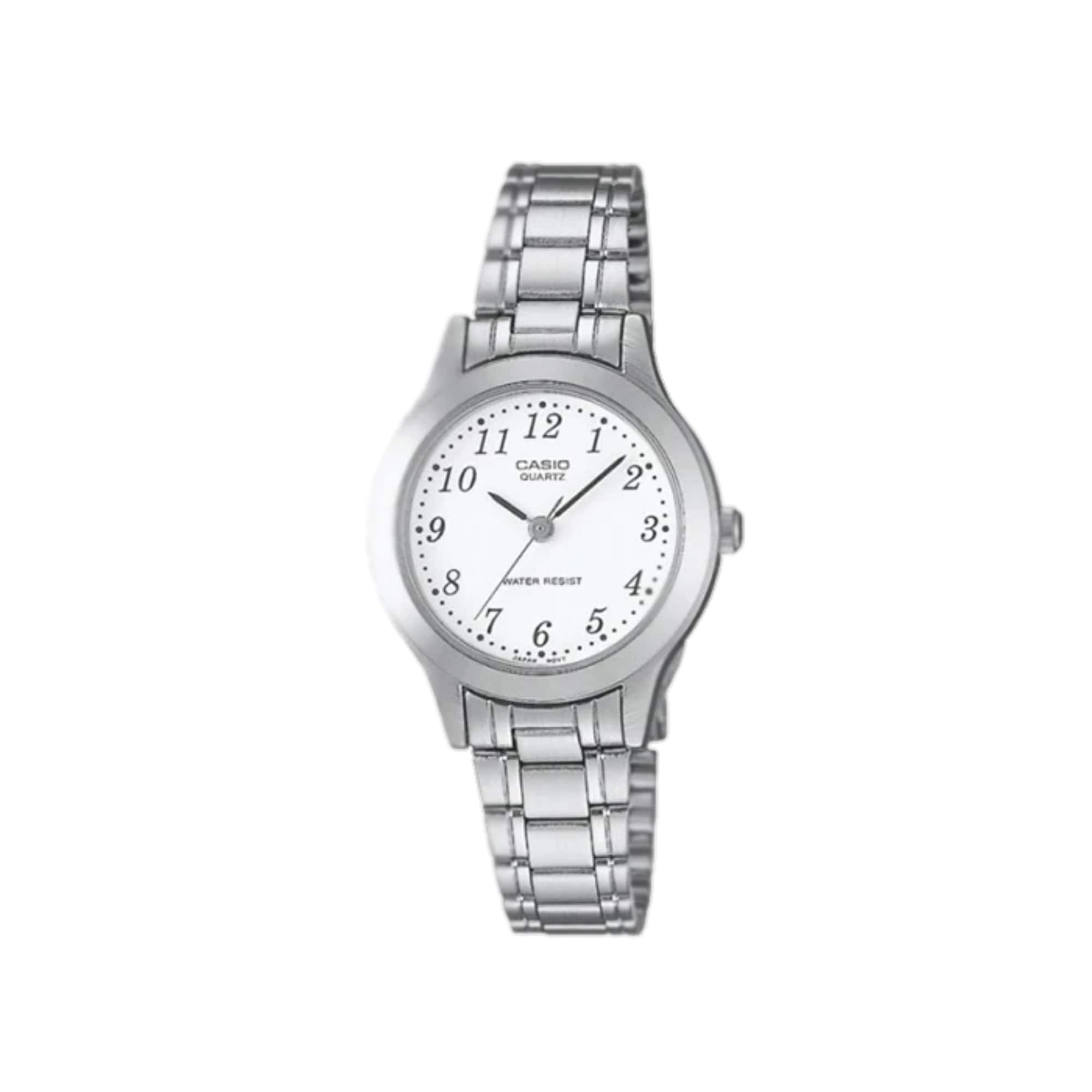 Casio - Women’s Stainless Steel Analog Watch with White Dial - LTP-1128A-7B - Silver