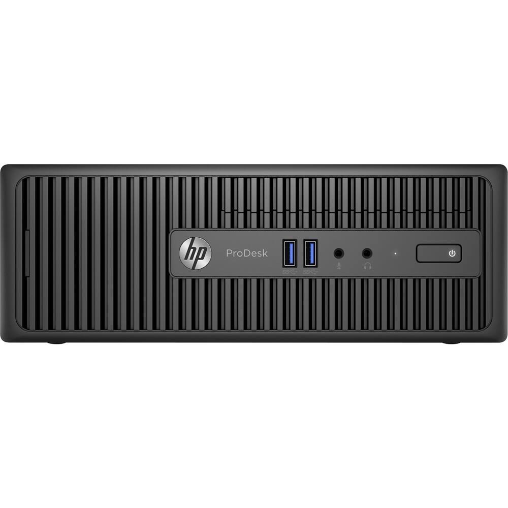 Front. HP - ProDesk Desktop - Intel Core i5 - 8GB Memory - 256GB Solid State Drive - Black.