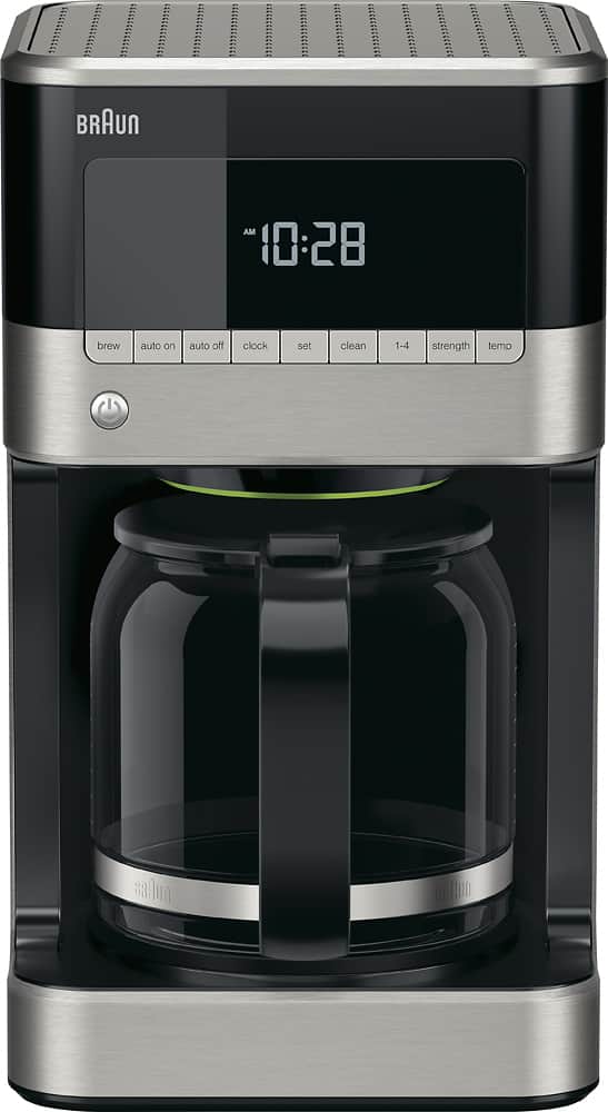 BRAUN AM 10:28 brew auto on auto off clock set clean 1-4 strength temp