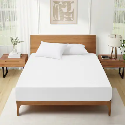 Front. Peace Nest - Peace Nest - Waterproof Mattress Protector - Noiseless & Secure Fit - White - King - White.