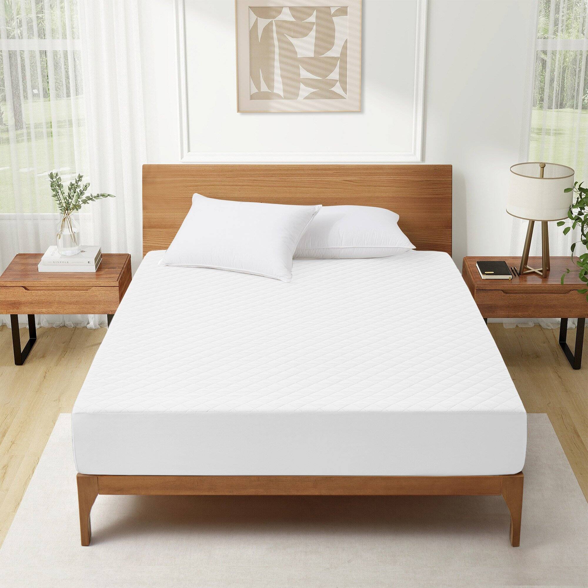 Front. Peace Nest - Peace Nest -  Waterproof Mattress Protector - Noiseless & Secure Fit - White - King - White.
