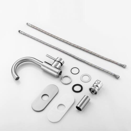 Alt View 3. JUJABU - Bathroom Faucet Single Hole Single Handle, Brushed Nickel - Brushed Nickel.