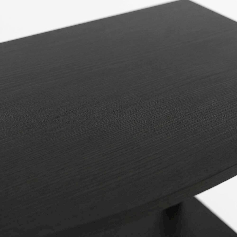 Alt View 4. FurniFact - Wooden TV Stand with 3-Tier Height and Storage Cabinet, Blackwood/Black - Black.
