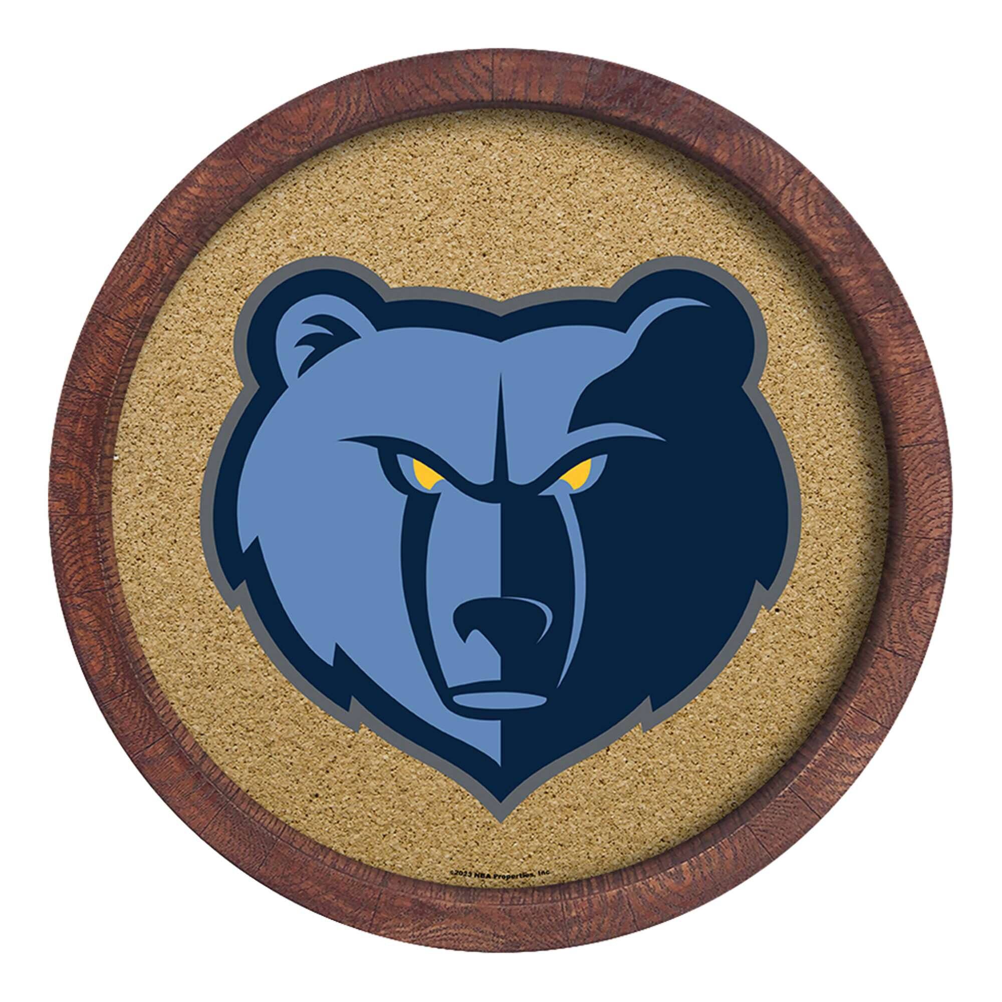 The Fan-Brand - Memphis Grizzlies 20.25'' Round Faux Barrel Framed Cork Board - Multicolor