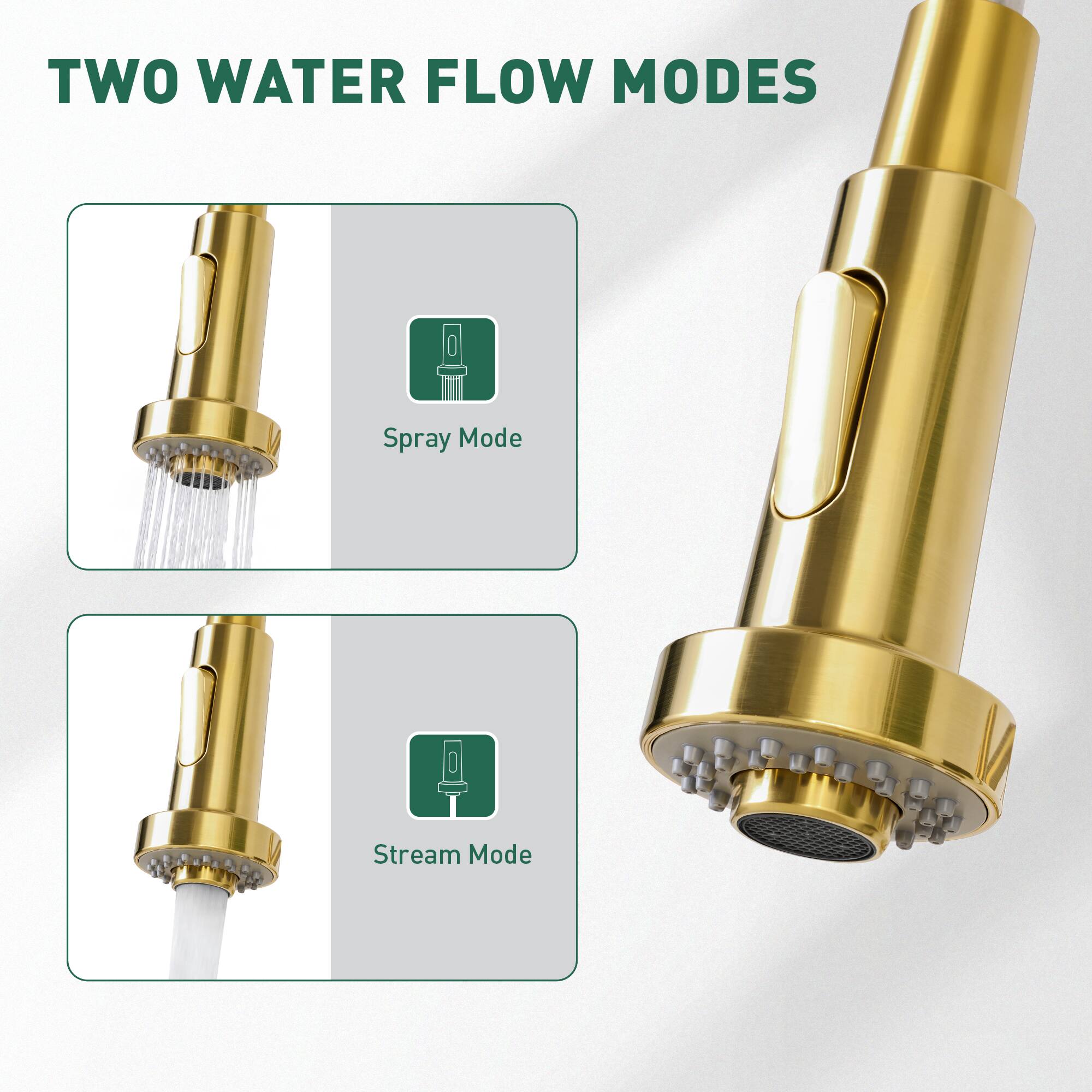 TWO WATER FLOW MODES

- Spray Mode
- Stream Mode