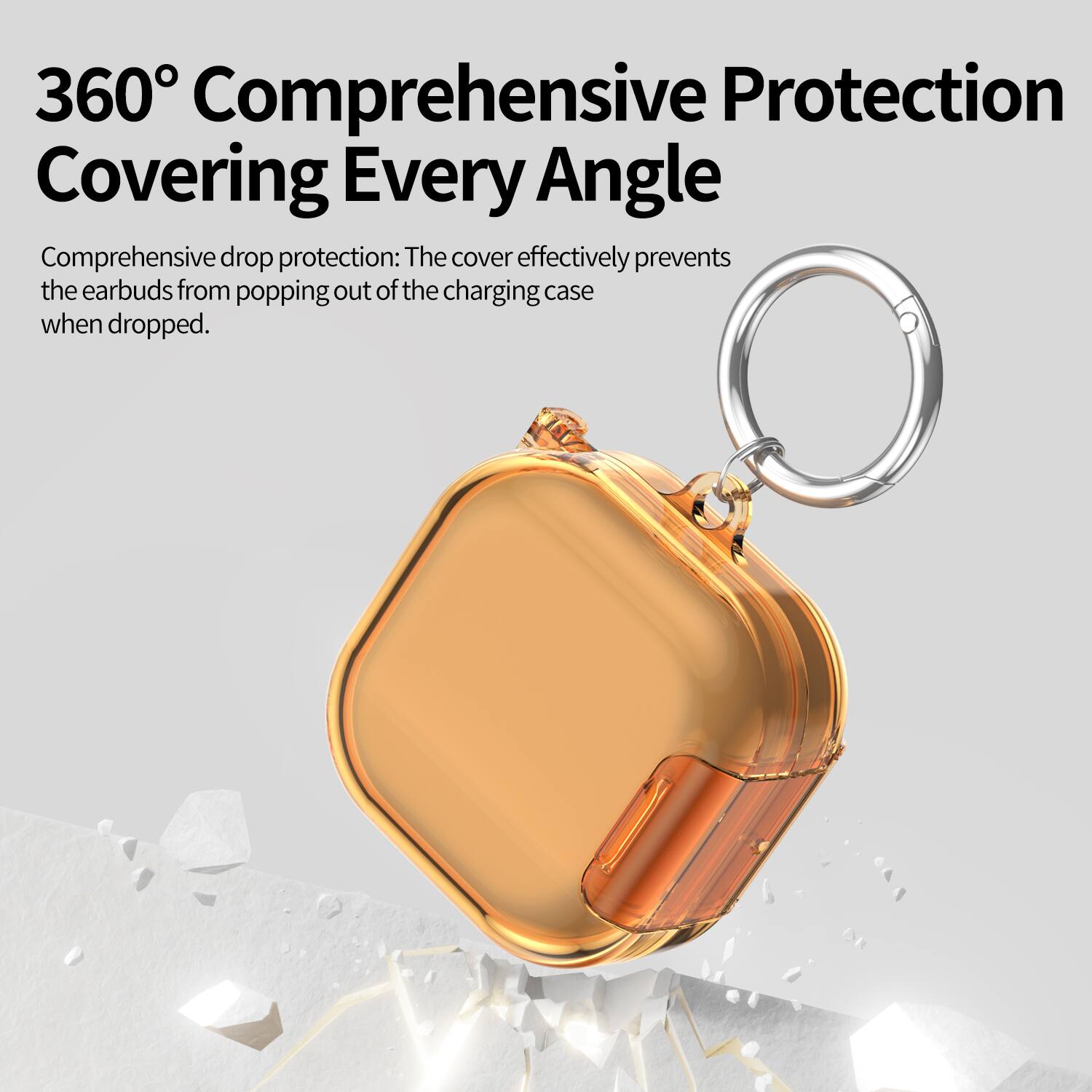 360° Comprehensive Protection Covering Every Angle

Comprehensive drop protection: The cover effectively prevents the earbuds from popping out of the charging case when dropped.