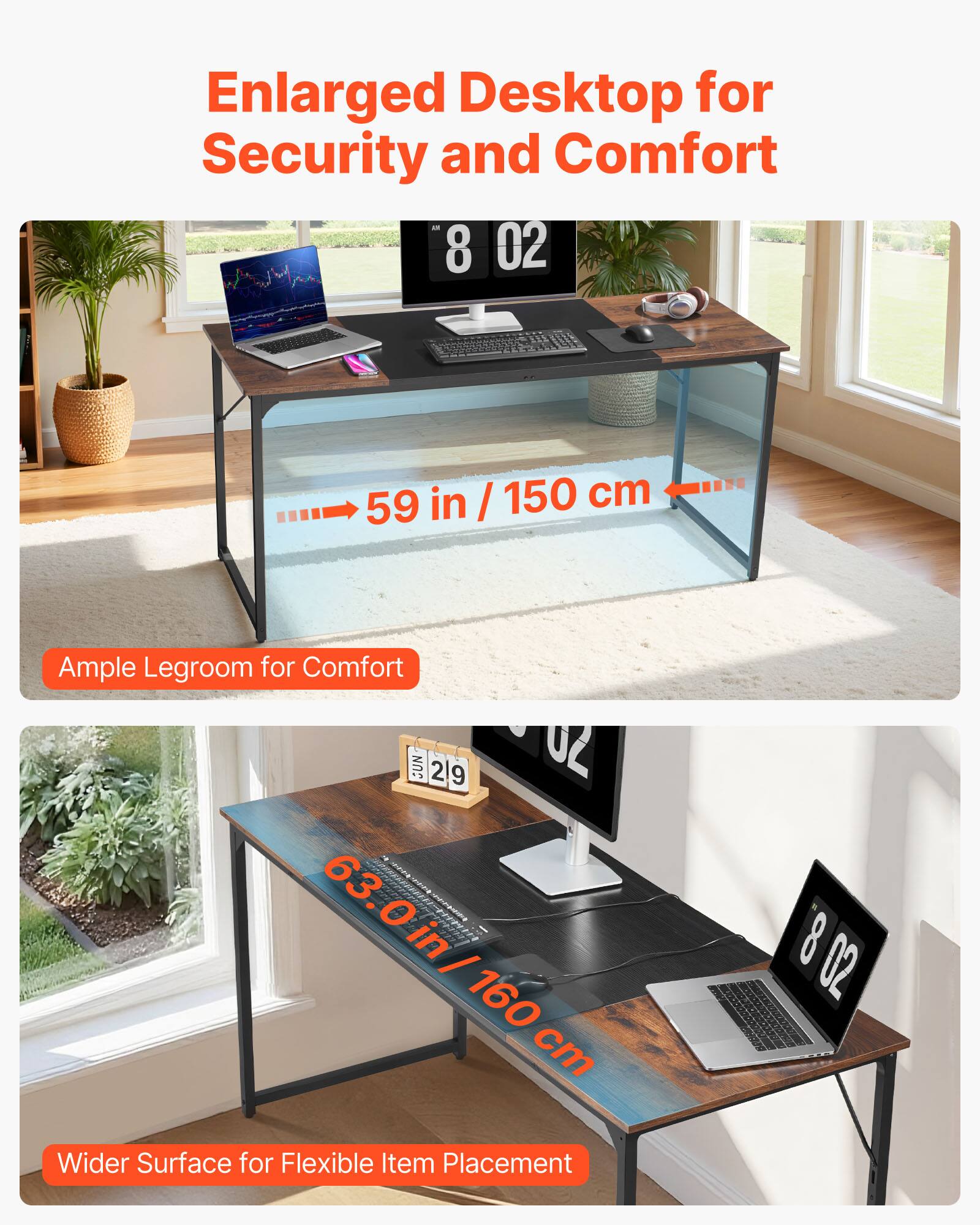 Enlarged Desktop for Security and Comfort

Ample Legroom for Comfort

Wider Surface for Flexible Item Placement