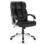 Front. Costway - Big & Tall Executive Leather Adjustable Desk Chair - Black.