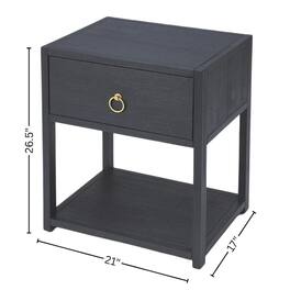 Starlight Canyon Home - End Table – Small Wood Nightstand for Bedroom or Living Room - Navy Blue