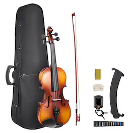 VEVOR - Violin 4/4 Full Size for Adults, Violin Fiddle Set for Beginners with Hard Case, Rosin, Bow, Shoulder Rest, Bridge - Brown
