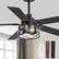 Front. Breezary - 52-Inch Indoor Ceiling Fan with Light Kit, 5 Plywood Dual-Finish Blades, DC Motor, 5/10'' Downrods, Remote, Glass Shade - Black and Dark Walnut.
