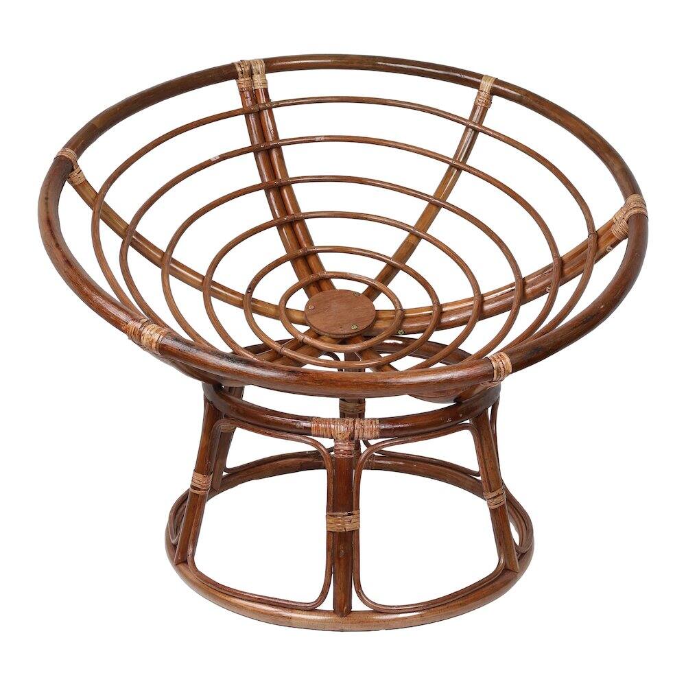 Angle. International Caravan - 42-inch Rattan Papasan Chair Frame Only - Stain.