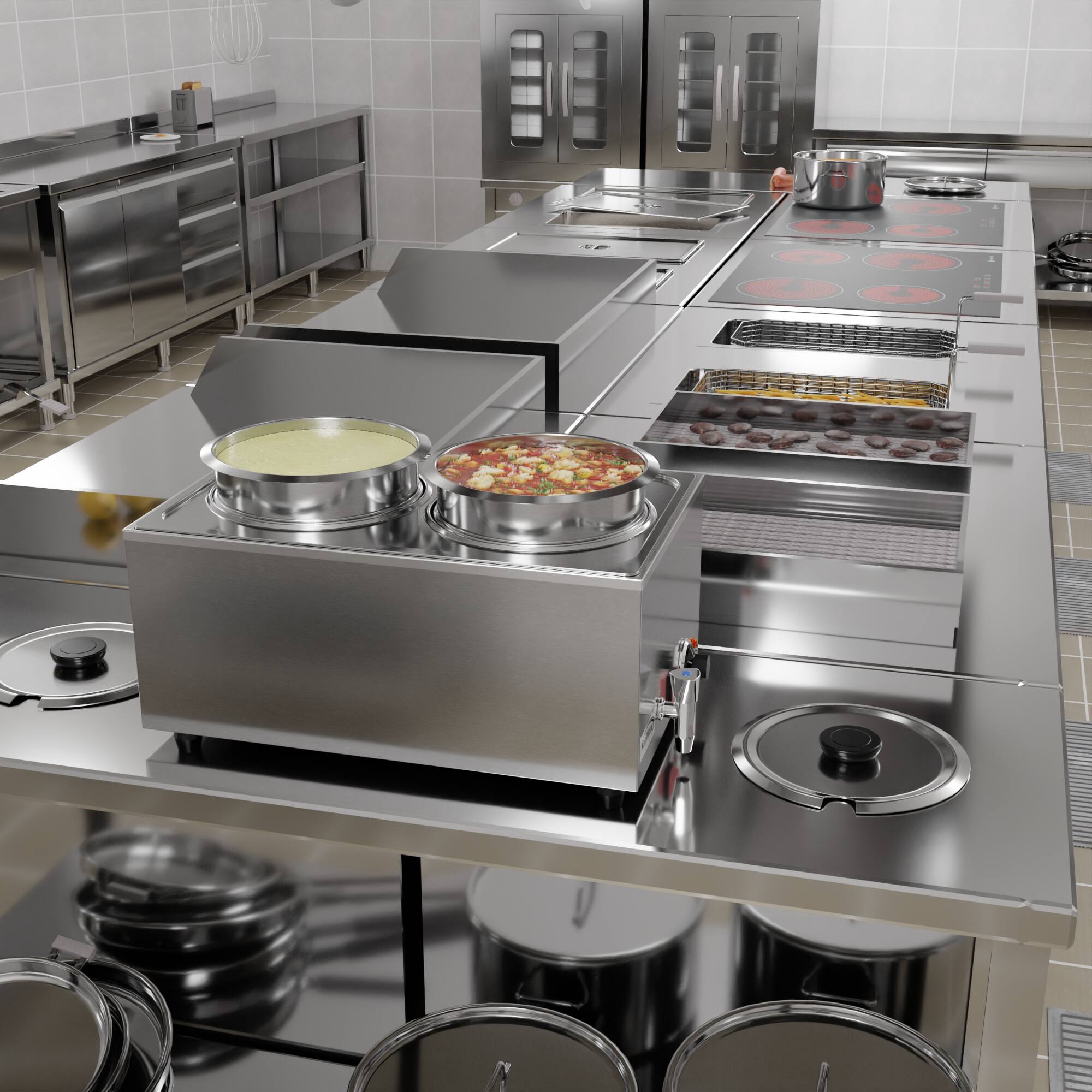 Alt View 5. Koolmore - 8 Qt. Two-Pot Electric Countertop Food Warmer With Faucet, CFW-4T. - Silver.